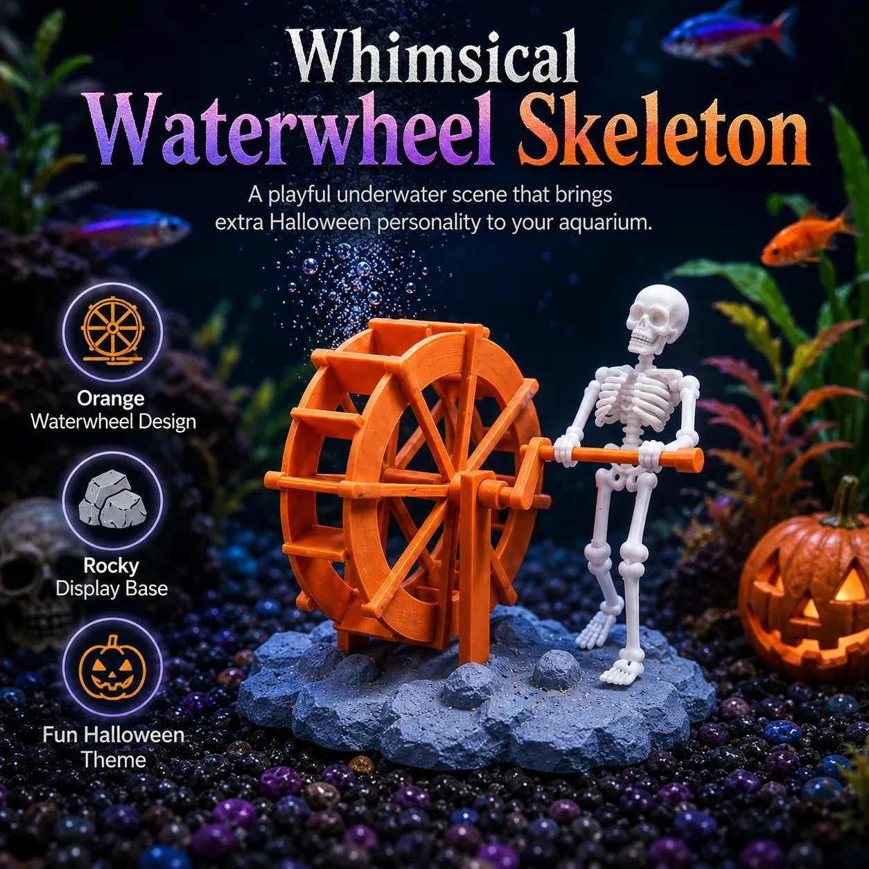 Dancing Skeleton Bubble Aquarium Ornament - Image 4